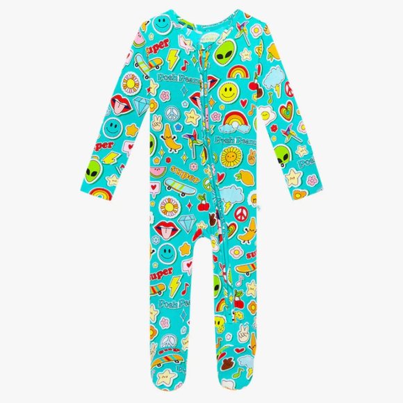 NEW Posh Peanut Sticker Medley Footie Zippered One Piece newborn bamboo luxe 90s